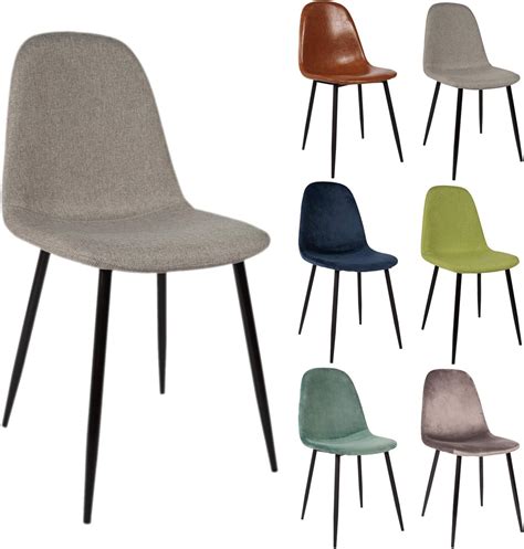 grey metal 4 leg chair with fabric seat and back|Amazon.com .